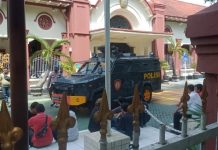 Pengamanan di Pengadilan Negeri Surabaya.pada persidangan Tragedi Kanjuruhan.