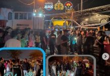 Anggota Polres Mojokerto Amankan TKP Kecelakaan Kereta Api Lawan Truk