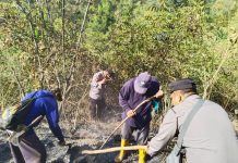 Sinergitas Polisi bersama TNI dan RPH Berhasil Padamkan Api di Gunung Lawu Petak 39 Ngawi