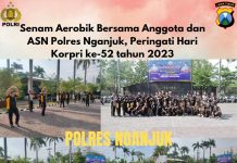 Senam Aerobik bersama Anggota dan ASN Polres Nganjuk, Peringati Hari Korpri Ke-52 Tahun 2023