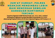Jum’at Curhat, Polres Nganjuk Mengimbau Lebih Baik Mencegah Sebelum Gangguan Kamtibmas Terjadi