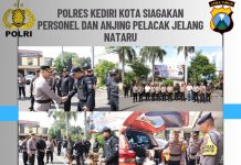 Polres Kediri Kota Siagakan Personel Dan Anjing Pelacak Jelang Nataru