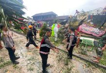 Polres Blitar Kota Gerak Cepat Bantu Evakuasi Pohon Tumbang Menimpa PKL