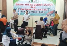Bersama PMI Polres Pamekasan, Gelar Bhakti Kesehatan Donor Darah Dan Vaksinasi Influenza