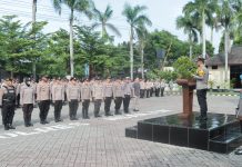 Polres Nganjuk Gelar Apel Kesiapan Pengamanan Unjuk Rasa Aliansi Mahasiswa Tolak UU TNI