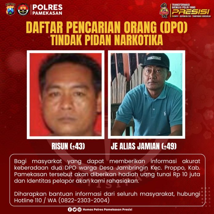 Keterangan Foto: Dua tersangka atas nama Risun (43) Tahun dan Jamian (49) Tahun.